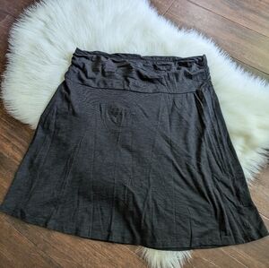 Toad & Co Black Mini A-Line Chaka Skirt L Large grey black Ruched Horny Toad